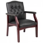 Boss B959-BY Ivy League Burgundy Oxblood Vinyl Executive Guest Chair with Mahogany Finish