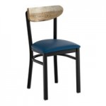 Lancaster Table & Seating Boomerang Black Finish Chair with Dark Brown Vinyl Seat and Antique Walnut Wood Back - Unassembled