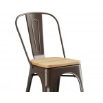 Lancaster Table & Seating Alloy Copper Indoor Cafe Chair with Natural Wood Seat