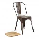 Lancaster Table & Seating Alloy Copper Indoor Cafe Chair with Natural Wood Seat