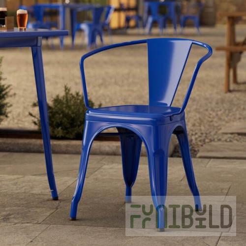 Lancaster Table & Seating Alloy Blue Quartz Outdoor Arm Chair