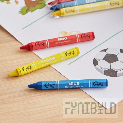Choice 3-Pack Hexagonal Kids' Restaurant Crayons in Cello Wrap - 1,000/Case