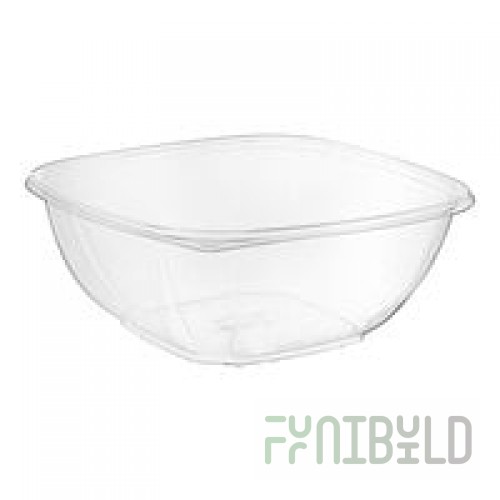 Sabert 18048B300 Bowl2 48 oz. Clear PET Square Deli / Catering Bowl - 300/Case