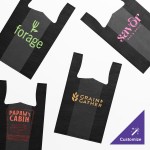 Choice Customizable 1/6 Standard Size Black Unprinted Embossed Heavy-Duty Plastic T-Shirt Bag - 350/Case Choice Customizable 1/6 Standard Size Black Unprinted Embossed Heavy-Duty Plastic T-Shirt Bag - 350/Case