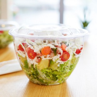 Eco-Products EP-SB48 48 oz. Clear Compostable Plastic Salad Bowl with Lid - 150/Case Eco-Products EP-SB48 48 oz. Clear Compostable Plastic Salad Bowl with Lid - 150/Case
