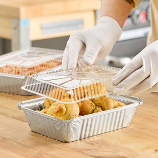 Western Plastics 2.25 lb. Oblong Foil Take-Out Container with Dome Lid - 250/Case