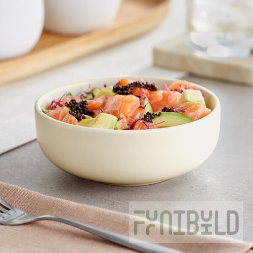 Acopa Pangea 10 oz. Fog White Matte Porcelain Nappie Bowl - Sample