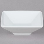 Tuxton BPB-065P 6.5 oz. Porcelain White Mini Footed Square China Bowl - 24/Case Tuxton BPB-065P 6.5 oz. Porcelain White Mini Footed Square China Bowl - 24/Case