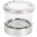 Cal-Mil 1850-4-55NL Mixology Stainless Steel 3 Jar Horizontal Display with 16 oz. Jars, Notched Lids, and Cooling Pucks - 13 1/2