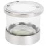 Cal-Mil 1850-4-55NL Mixology Stainless Steel 3 Jar Horizontal Display with 16 oz. Jars, Notched Lids, and Cooling Pucks - 13 1/2
