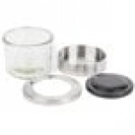 Cal-Mil 1850-4-55NL Mixology Stainless Steel 3 Jar Horizontal Display with 16 oz. Jars, Notched Lids, and Cooling Pucks - 13 1/2