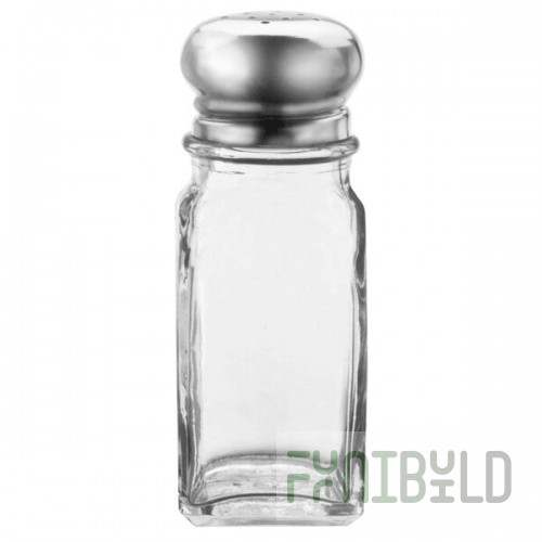 Vollrath 202-12 Traex® Dripcut® Nostalgic 2 oz. Square Glass Salt and Pepper Shaker with Stainless Steel Top - 12/Case