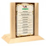 Menu Solutions WDAFR-B Natural Wood Menu Holder / Tent with 5