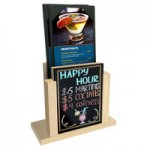 Menu Solutions WDAFR-B Natural Wood Menu Holder / Tent with 5