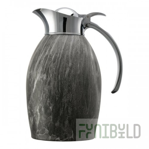 Service Ideas Nicollet 33.8 oz. Gray Marble Stainless Steel Insulated Carafe / Server with Flip Top Lid NIC10BSGM