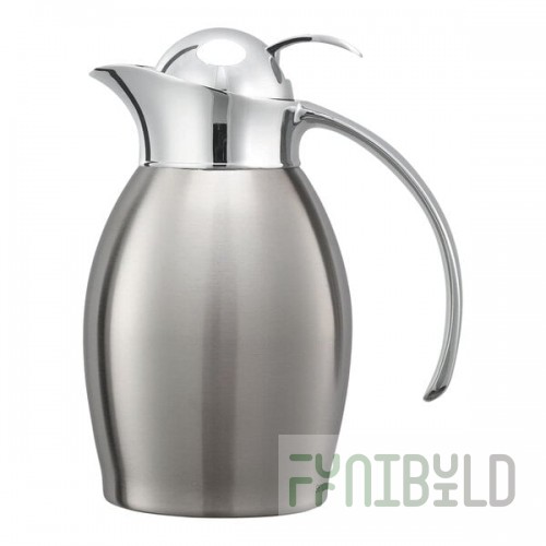 Service Ideas Nicollet 20 oz. Brushed Stainless Steel Insulated Carafe / Server with Push Button Lid NIC06BSPB