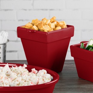 TableCraft CW1470R 2 Qt. Red Cast Aluminum Square Condiment Bowl TableCraft CW1470R 2 Qt. Red Cast Aluminum Square Condiment Bowl