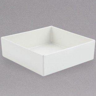 Bon Chef 5107S 96 oz. White Sandstone Finish Cast Aluminum Straight Sided Square Bowl