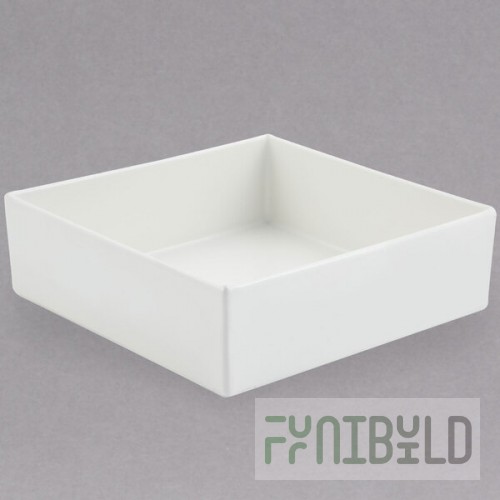 Bon Chef 5107S 96 oz. White Sandstone Finish Cast Aluminum Straight Sided Square Bowl