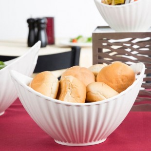 10 Strawberry Street WTR-10LNBOATBWL Whittier 64 oz. White Porcelain Boat Bowl with Line Texture - 6/Case 10 Strawberry Street WTR-10LNBOATBWL Whittier 64 oz. White Porcelain Boat Bowl with Line Texture - 6/Case