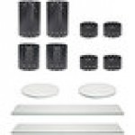 Front of the House Dots 14-Piece Matte Black Stainless Steel Riser Set with Clear Glass Buffet Boards