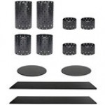Front of the House Dots 14-Piece Matte Black Stainless Steel Riser Set with Clear Glass Buffet Boards