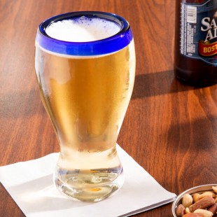 Libbey 92316 Aruba 16 oz. Customizable Pilsner Glass with Cobalt Blue Rim - 12/Case