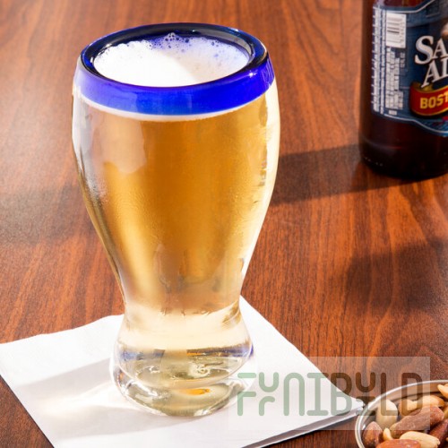 Libbey 92316 Aruba 16 oz. Customizable Pilsner Glass with Cobalt Blue Rim - 12/Case