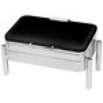 Eastern Tabletop 3975SMB Jazz Swing 8 Qt. Black Coated Stainless Steel Rectangular Chafer with Pillar'd Stand and Hinged Dome Cover Eastern Tabletop 3975SMB Jazz Swing 8 Qt. Black Coated Stainless Steel Rectangular Chafer with Pillar'd Stand and Hinged Dome Cover