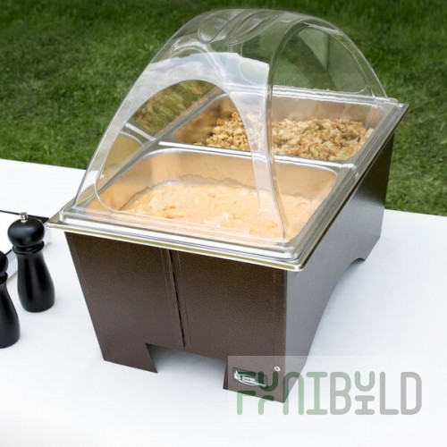Sterno Copper Vein Fold Away Chafer with Clear Dome Cover and 2 Half Size Pans