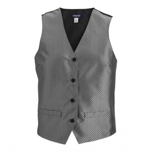 Edwards 7394 Women's Customizable Silver Brocade Diamond Pattern Server Vest - Medium