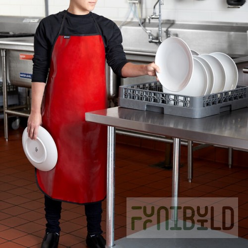 San Jamar EZKAPR Red 20 Mil EZ-KLEEN® Cleaning / Dishwashing Apron - 36