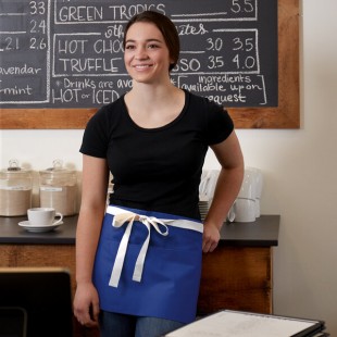 Choice Royal Blue Poly-Cotton Waist Apron with Natural Webbing and 3 Pockets - 12