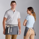 Choice Royal Blue Poly-Cotton Waist Apron with Natural Webbing and 3 Pockets - 12 Choice Royal Blue Poly-Cotton Waist Apron with Natural Webbing and 3 Pockets - 12
