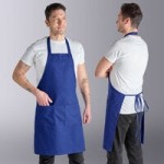 Choice Royal Blue Poly-Cotton Waist Apron with Natural Webbing and 3 Pockets - 12 Choice Royal Blue Poly-Cotton Waist Apron with Natural Webbing and 3 Pockets - 12