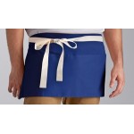 Choice Royal Blue Poly-Cotton Waist Apron with Natural Webbing and 3 Pockets - 12 Choice Royal Blue Poly-Cotton Waist Apron with Natural Webbing and 3 Pockets - 12