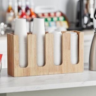 Acopa Wood 4-Section Horizontal Cup and Lid Organizer Acopa Wood 4-Section Horizontal Cup and Lid Organizer