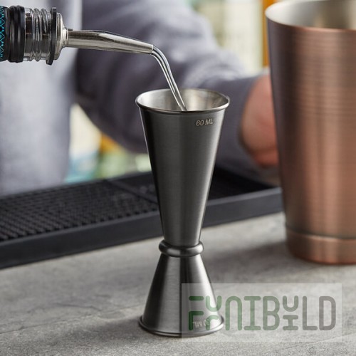 American Metalcraft JGB5 1 oz. & 2 oz. Black Brushed Stainless Steel Japanese Style Jigger