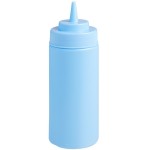 Choice 16 oz. Light Blue Wide Mouth Squeeze Bottle - 6/Pack