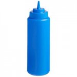 Choice 16 oz. Light Blue Wide Mouth Squeeze Bottle - 6/Pack