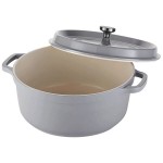 Spring USA Ironlite 7.2 Qt. Gray Non-Stick Round Casserole Dish with Cover 8658-9/28