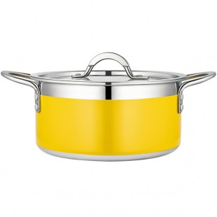 Bon Chef Country French X 3.28 Qt. Yellow Stainless Steel Pot - 71301-CF2-Y Bon Chef Country French X 3.28 Qt. Yellow Stainless Steel Pot - 71301-CF2-Y