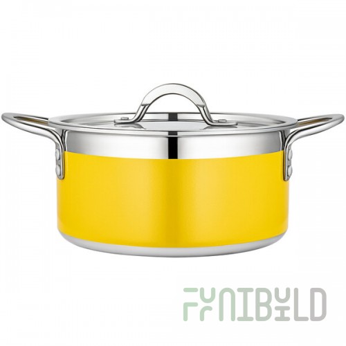 Bon Chef Country French X 3.28 Qt. Yellow Stainless Steel Pot - 71301-CF2-Y