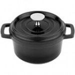 GET Heiss 0.75 Qt. Red Enamel Coated Cast Aluminum Round Dutch Oven with Lid CA-013-R/BK/CC