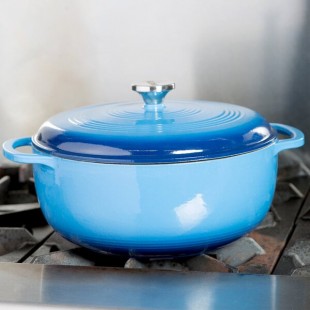 Lodge EC7D33 7.5 Qt. Caribbean Blue Enameled Cast Iron Dutch Oven Lodge EC7D33 7.5 Qt. Caribbean Blue Enameled Cast Iron Dutch Oven