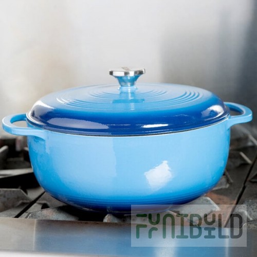 Lodge EC7D33 7.5 Qt. Caribbean Blue Enameled Cast Iron Dutch Oven