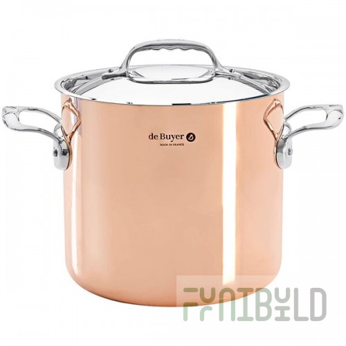 de Buyer Prima Matera 6 Qt. Induction Ready Copper Stock Pot with Cover 6244.20