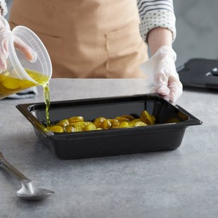 Vigor 1/2 Size Black Polycarbonate Food Pan - 2 1/2