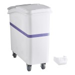 Baker's Lane 21 Gallon / 335 Cup Allergen-Free White Slant Top Mobile Ingredient Storage Bin with Sliding Lid & Scoop