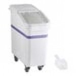 Baker's Lane 21 Gallon / 335 Cup Allergen-Free White Slant Top Mobile Ingredient Storage Bin with Sliding Lid & Scoop